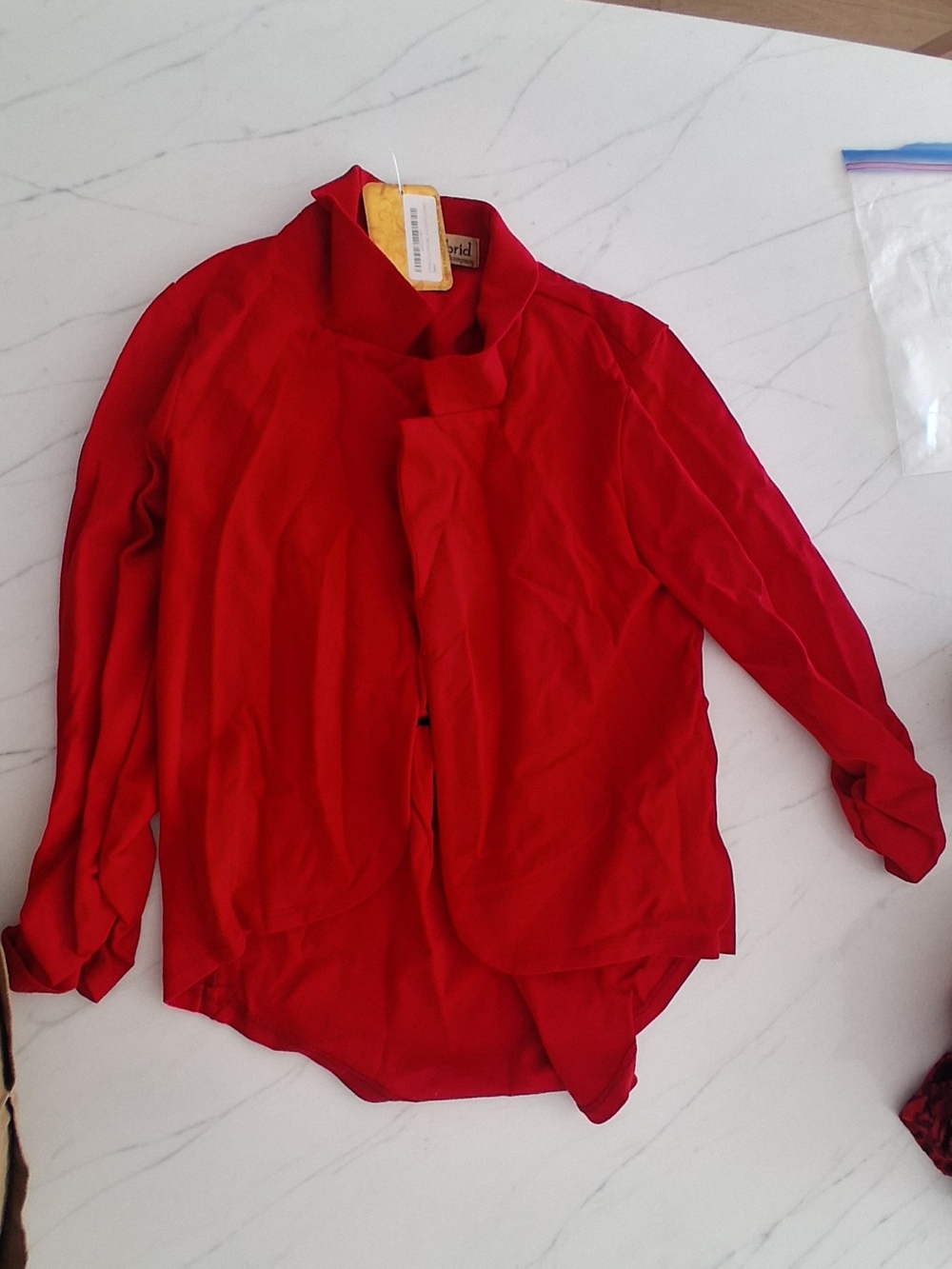 Red Open Front Blouse Top